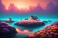 Beautiful seascape under water life corals plants fantasy game illustration ai generated background