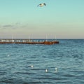 Beautiful seascape, view on a old stone pier on a sea Royalty Free Stock Photo