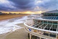 Beautiful seaside landscape - view of the beach near the embankment of The Hague Royalty Free Stock Photo