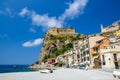 Beautiful town Scilla with medieval castle on rock, Calabria, It Royalty Free Stock Photo