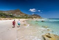 Travelers on a secret beach in Cape Town Royalty Free Stock Photo