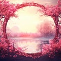 A beautiful secret fairytale garden with flower arch and colorful greenery Royalty Free Stock Photo