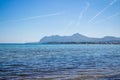 View from port de pollenÃÂ§a mallorca. Beach in Mallorca Royalty Free Stock Photo