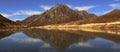 beautiful sela lake and scenic alpine valley surrounded by himalaya mountains, tawang in north east india Royalty Free Stock Photo