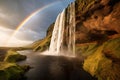 Beautiful Seljalandsfoss waterfall. Generate ai