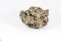 Beautiful semiprecious stone pyrite on a white background Royalty Free Stock Photo