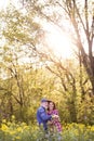 Beautiful senior couple in love outside in spring nature. Royalty Free Stock Photo