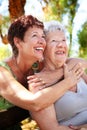 Beautiful senior mother and daughter