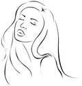 Beautiful sensual young woman illustration - black line