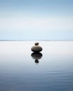 A Perfectly Balanced Rock Stack Sitting atop a Body of Water