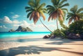 Beautiful serene island with tropical palm trees