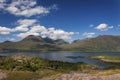 Beautiful and serene landscape of a lake and mountains in the Highlands of Scotland, United Kingdom Royalty Free Stock Photo