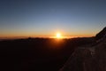 The beautiful and serene sunrise on top of the Moses mountain in Saint Catherin in Sinai Royalty Free Stock Photo