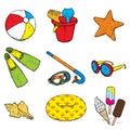 Beautiful set of beach accessories. Royalty Free Stock Photo