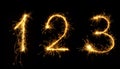 Beautiful set of Fireworks numbers 1,2,3 close up Royalty Free Stock Photo