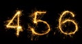Beautiful set of Fireworks numbers 4,5,6 close up Royalty Free Stock Photo