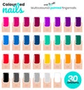Beautiful Set of Glossy Bright Colored Painted Finger Nails / Nail Polish