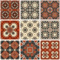 Beautiful set with square ceramic tiles. Ornamental patterns in ethnic style Royalty Free Stock Photo