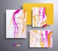 Beautiful set of wedding invitations with stone texture. Agate vector cards with marble effect and swirling paints, pink Royalty Free Stock Photo