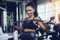 athletic young girl training back in gym Royalty Free Stock Photo