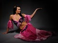 Beautiful dancer woman in bellydance costume