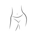 Beautiful sexy female body linear sketch. Silhouette figure of a naked woman. Black outline on a white background. Line