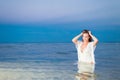 Beautiful girl on the sea Royalty Free Stock Photo