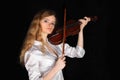 Beautiful, girl in shirt play on viola