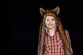 Beautiful girl wearing brown fur hat Royalty Free Stock Photo