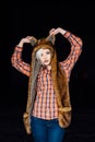 Beautiful girl wearing brown fur hat Royalty Free Stock Photo