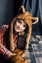 Beautiful girl wearing brown fur hat Royalty Free Stock Photo