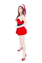 Beautiful girl wearing santa claus clothes isolated on whit Royalty Free Stock Photo