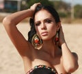 Beautiful woman in bikini on summer beach