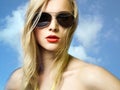 Beautiful Woman in Bikini and Sunglasses Royalty Free Stock Photo