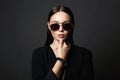 Beautiful sexy woman in sunglasses. beauty girl in suit