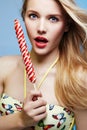 Beautiful Woman with Lollipop Royalty Free Stock Photo