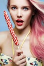 Beautiful Woman with Lollipop