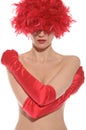 Beautiful woman topless and in red gloves Royalty Free Stock Photo