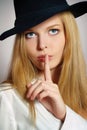 Beautiful young woman with black hat Royalty Free Stock Photo