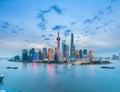 Beautiful shanghai skyline in nightfall Royalty Free Stock Photo