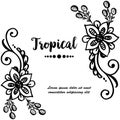 Beautiful shape frame, with blossom flowers, template of tropical invitation cards. Vector Royalty Free Stock Photo