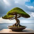 Beautiful bonsai plant in a pot - ai generated image