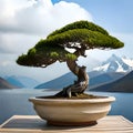 Beautiful bonsai plant in a pot - ai generated image