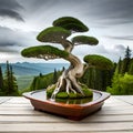 Beautiful bonsai plant in a pot - ai generated image