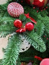 Beautiful shining christmas tree with decorations, new year Tree With Ornament