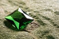 Beautiful shiny green gemstone on stone, closeup. Space for text Royalty Free Stock Photo