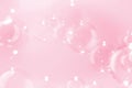 Beautiful shiny transparent pink soap bubbles float texture background. freshness natural summer background. Royalty Free Stock Photo