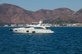 Beautiful ship at sea. Seascape. Sunny summer day. Yacht in the sea. Beautiful nature.