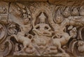 Beautiful shiva sculpture on monster lion head of sandstone lintel of Phanom rung castle Royalty Free Stock Photo