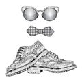 Beautiful shoes, sunglasses and a tie. Leather brogues. Fashion & Styl